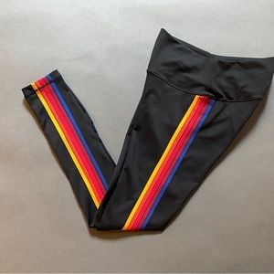 Aviator Nation Full Length Hi-Rise 5 Stripe Legging, Black